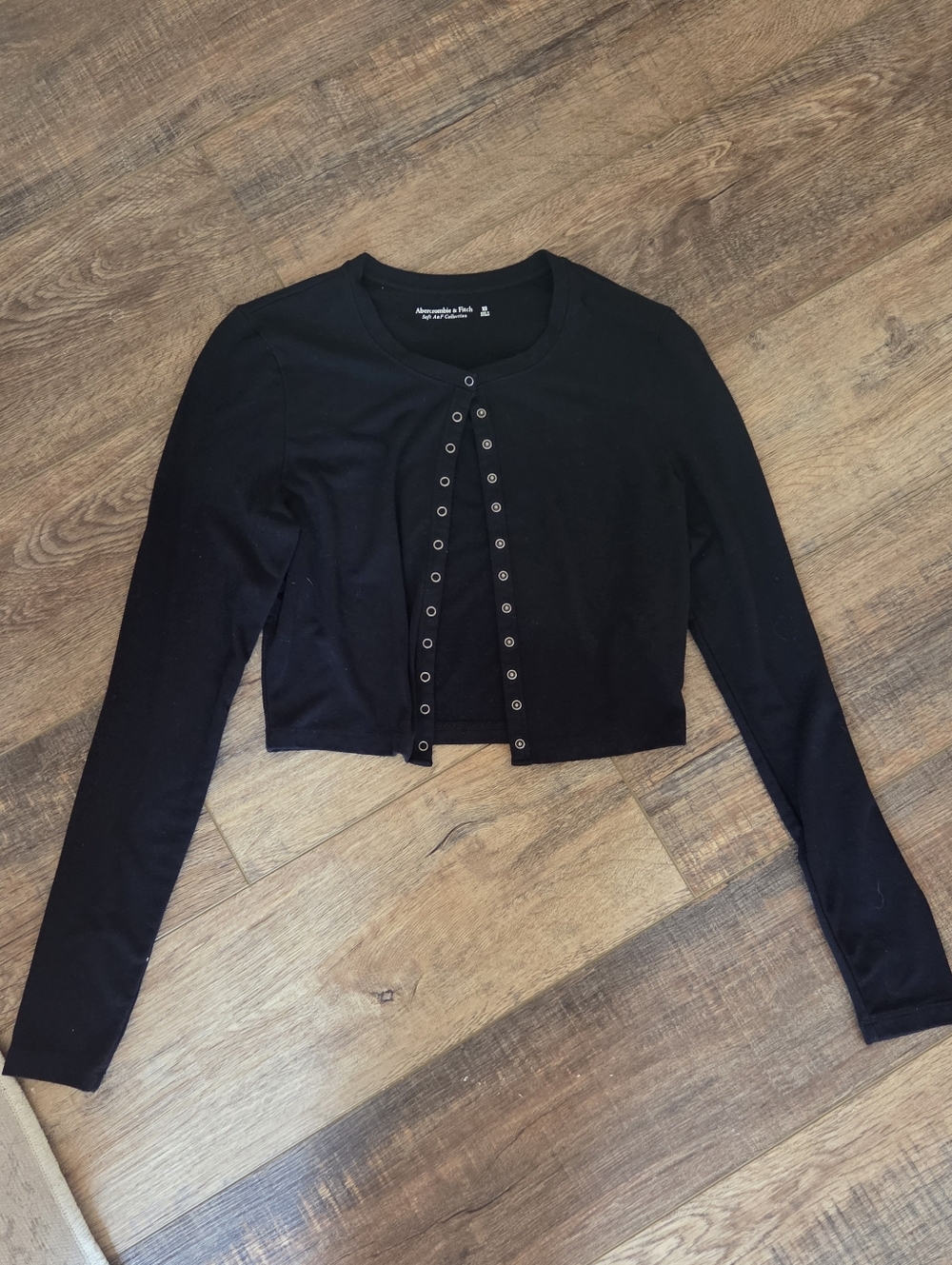 Abercrombie & Fitch Snap Button Crop Top Size XS In Black